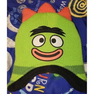Yo Gabba Gabba Beanie Hat Green Character Brobee Orange Spikes One Size Kids y2k